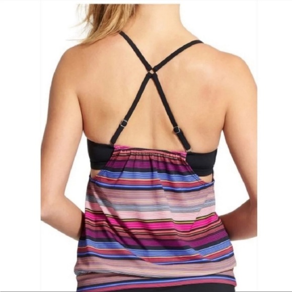 Athleta Capri Stripe Blousy Tankini, Purple, Sz 34D/DD - Picture 5 of 6